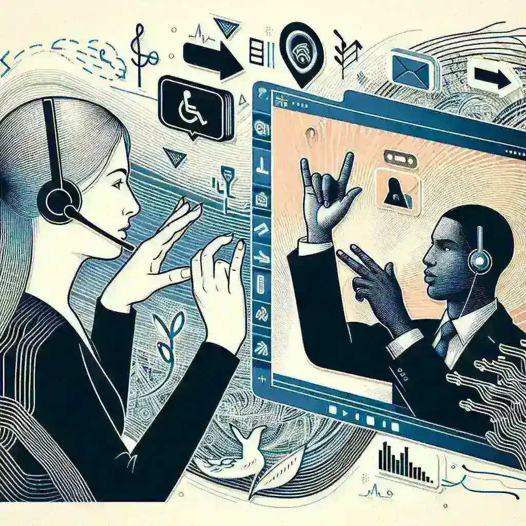 "Zoom real-time translation feature for American Sign Language interpreters, showcasing an interpreter using video conferencing technology to enhance communication accessibility."