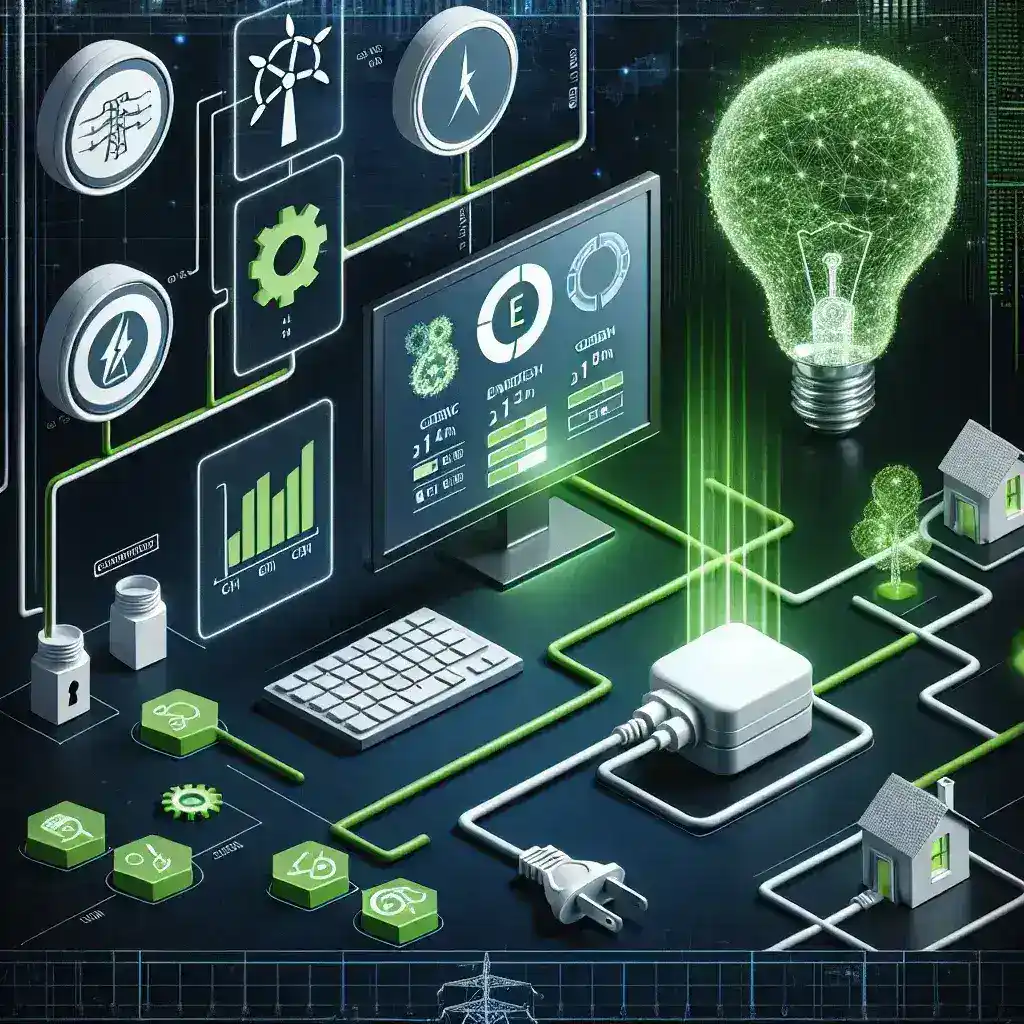 "Energy monitoring system display showing real-time electricity usage and insights for reducing consumption in a home setting."