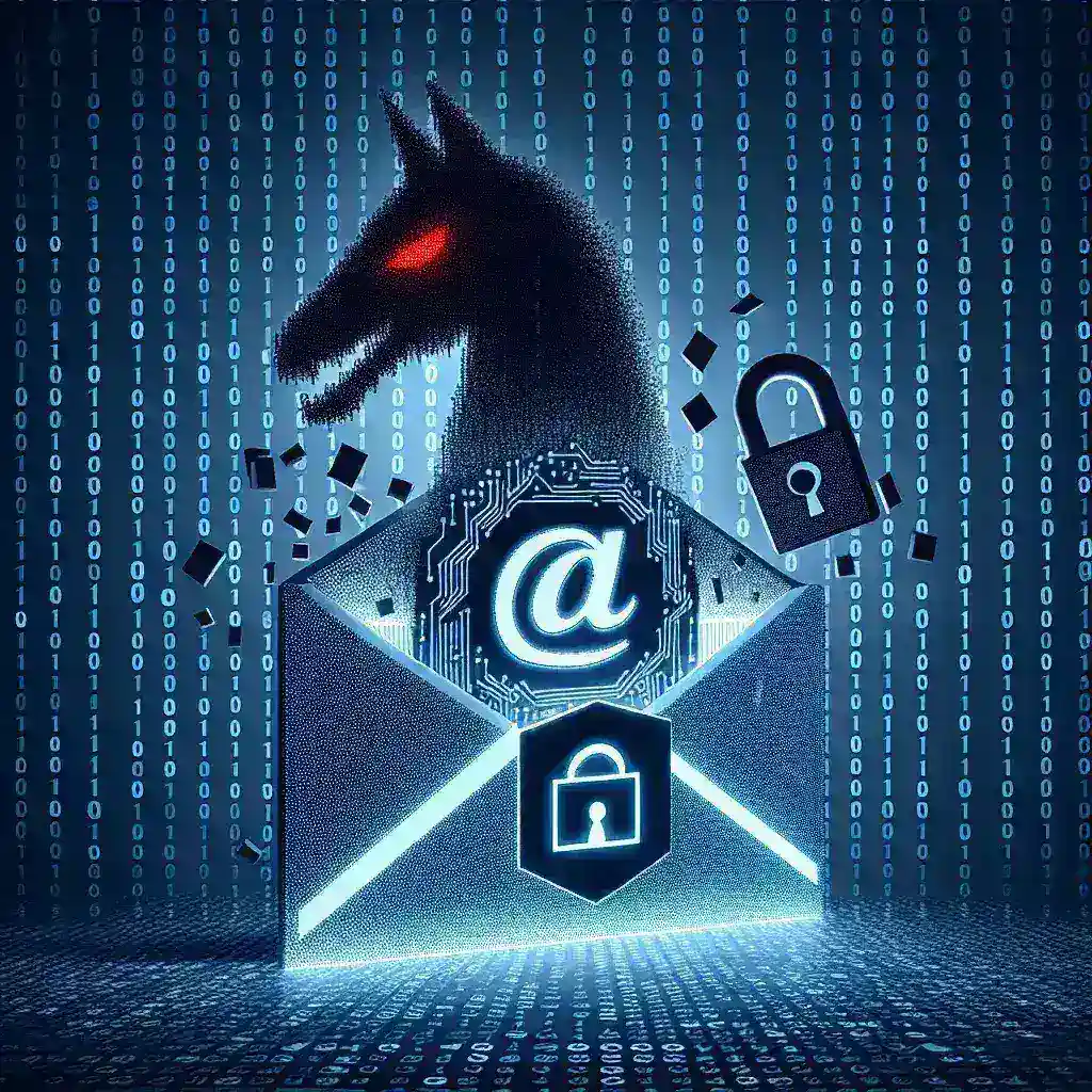 "Visual representation of an email with a malicious attachment, illustrating tactics used by hackers in email campaigns to spread malware and how users can recognize and prevent such threats."